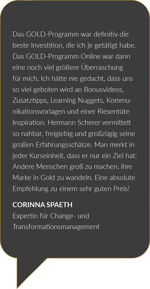 Corina Erfahrung Gold Programm