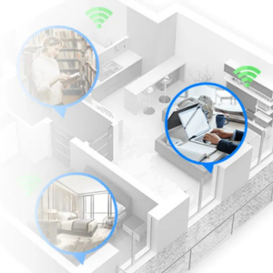 Diagram showing wifi signal reaching all rooms in a home